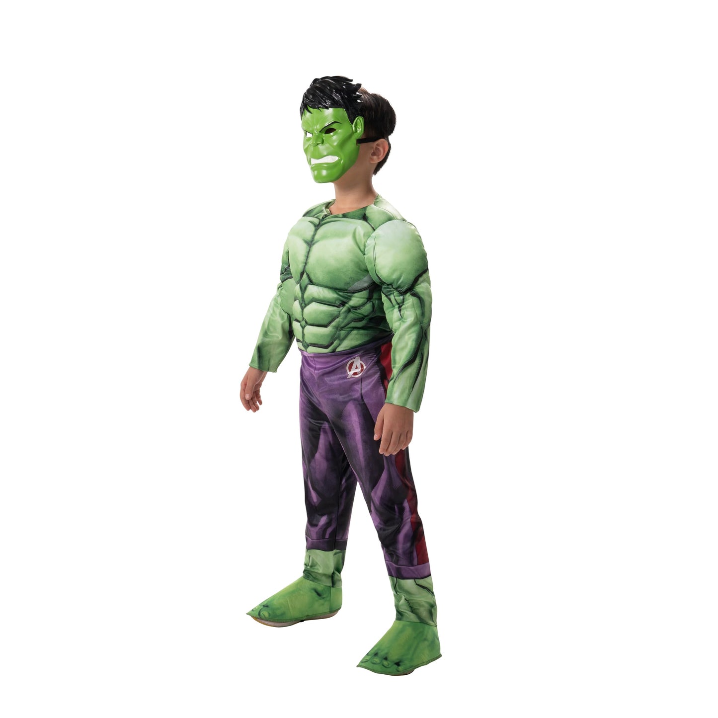 Marvel Hulk Official Youth Halloween Costume - Premium Quality Padded Jumpsuit With Plastic Mask (M) Green