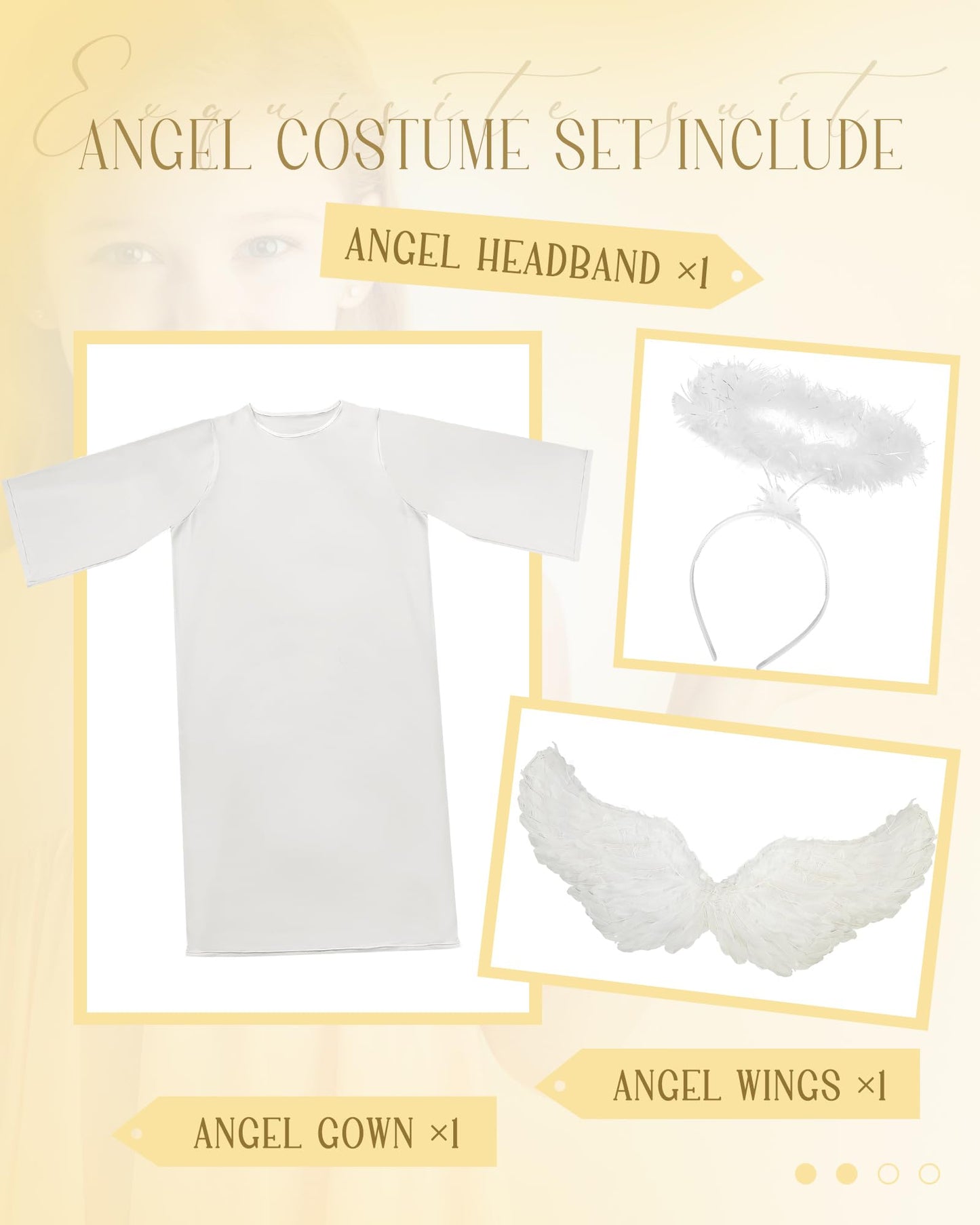 Toulite 3 Pcs Angel Costume For Woman Girls White Angel Gown With Headband And White Wing Nativity Costume For Christmas(39.37 I