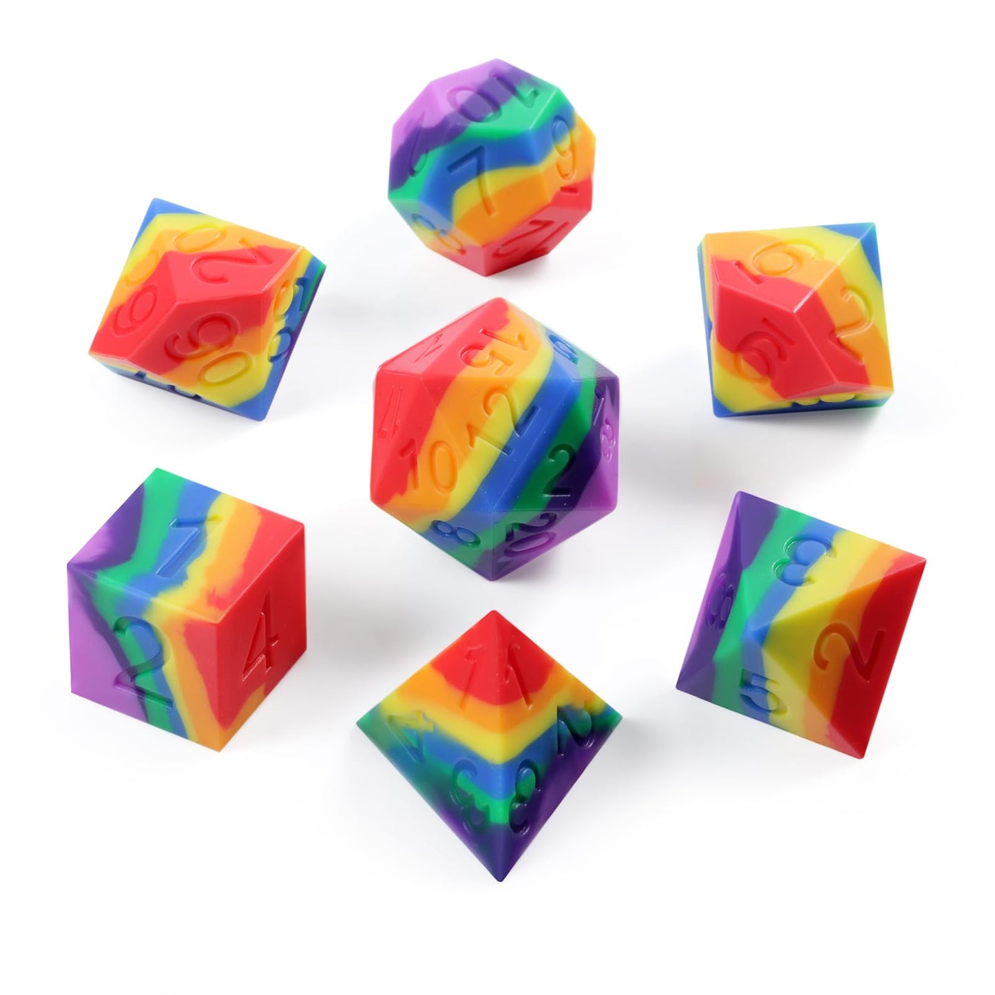 Silicone DND Dice Set, DNDND 7PCS Silicone Squishy Rubber D&D Dice with Clear Plastic Display Case for Dungeons and Dragons Role