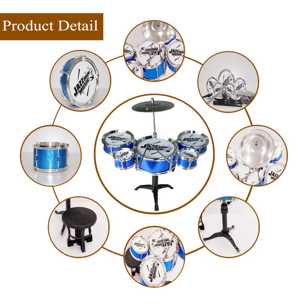 Skloer Kids Drum Set Toddler Instrument Set Educational Percussion Stimulating Children’S Creativity Drum Set For Kids Boys And Girls Blue