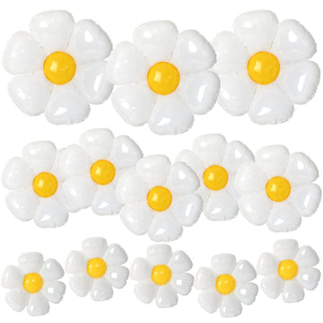 Novwang Daisy Balloons, 18Pcs White Daisy Flower Balloons Party Decorations For Birthday Wedding Baby Shower Party Decorations Supplies(Huge Balloon X 3, Medium X 5, Small X 10)