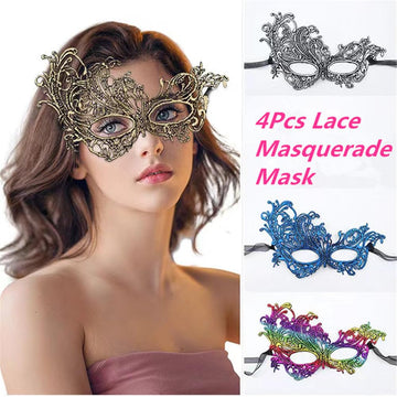 Sweenaly lace mask Masquerade Mask Party Mask Halloween Mask (Grey+Gold+Blue+Rainbow)