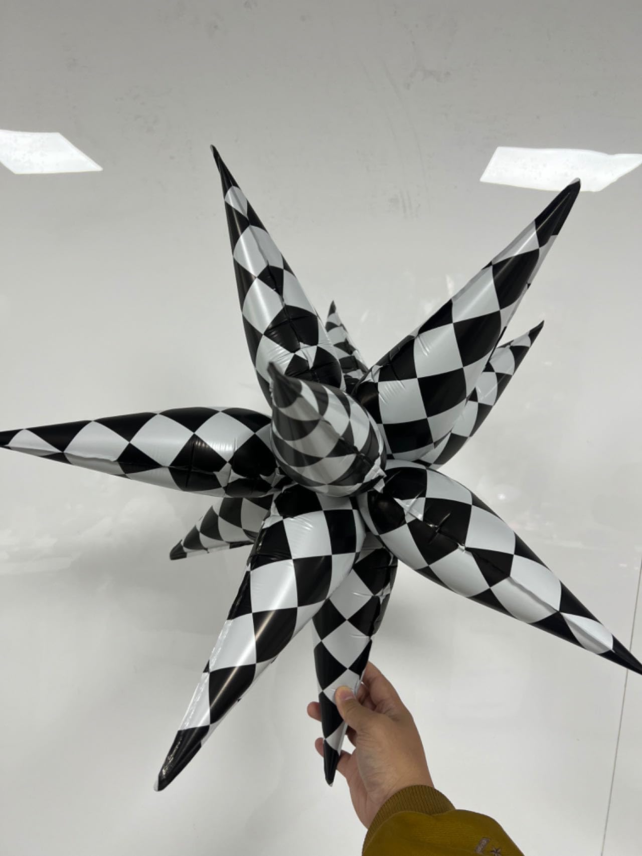 3Pcs 26Inch 3D Black White Explosion Star Foil Balloon, Black White Racing Car Foil Cone Starburst Balloons For Birthday Wedding