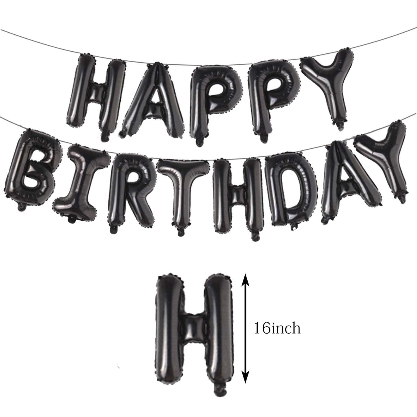16 Inch Black Happy Birthday Aluminum Foil Letters Balloons Birthday Balloons Banner Sign For Men Women Kids Birthday Party Deco