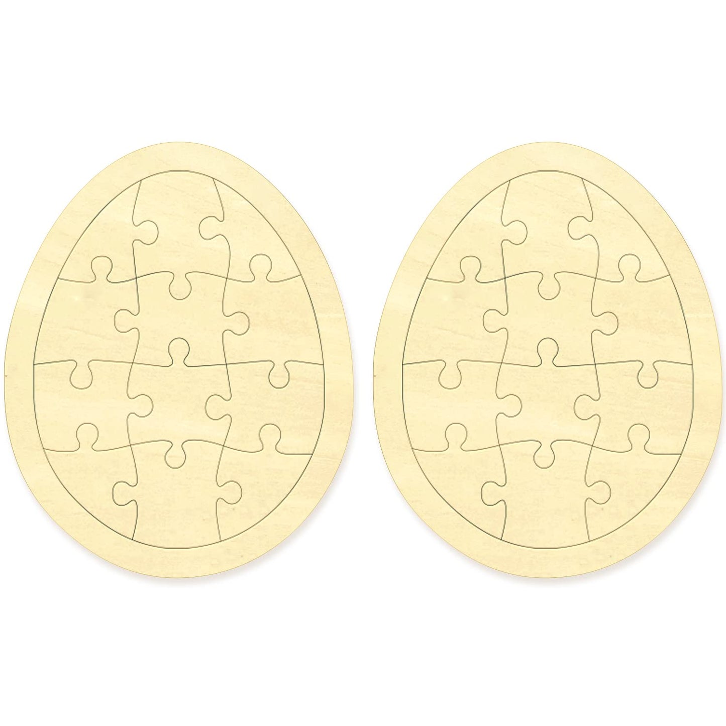 Easter Egg Blank Puzzle With 12 Pieces To Draw On Pack Of 2, Each Piece Is Unique, Blank Wooden Jigsaw Puzzles With Tray For Cra