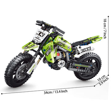 Mesiondy Motorcycle Toy Building Blocks Kit, 476 Pieces, Green, Model MY015, Plastic STEM Bricks for Boys & Adults