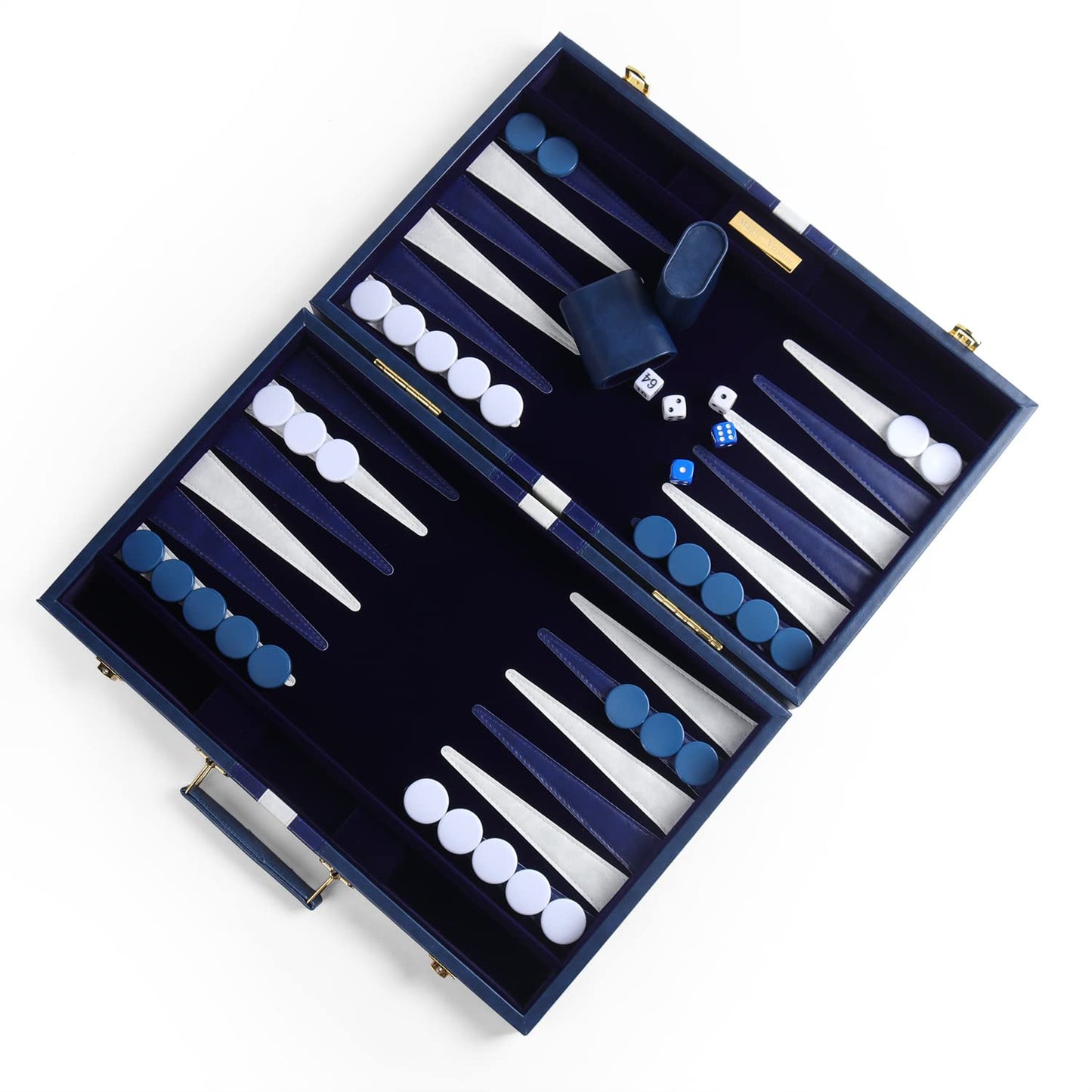 Magic Vosom Travel Large 18 Inch Backgn Blue Sets Classic Board Game with enhanced Leather Case Portable Travels Strategy Backgn Game Set for mature-themeds Kids (Blue Large)