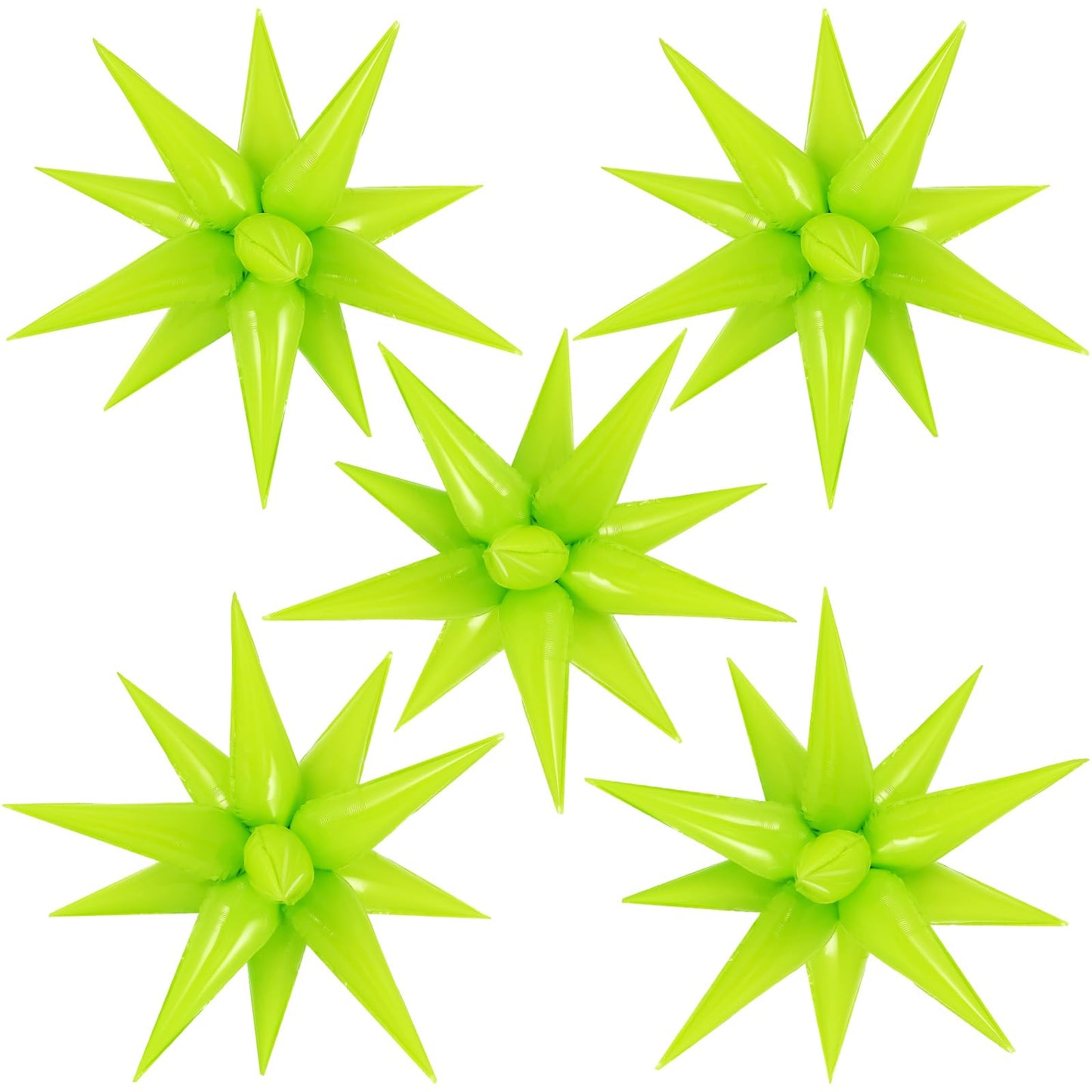 60 Pcs Fruit Green Star Balloons Foil Starburst Balloons Explosion 12 Point Cone Balloons Large For Wedding Anniversary Backdrop