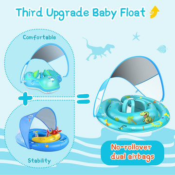 Baby Pool Float With Canopy Removable Upf50+ Uv Sun Protection,Third-Generation Upgraded Baby Swimming Float,More Stable Baby Swimming Pool Float,Suitable For Babies Aged 6-24 Months Swimming Float