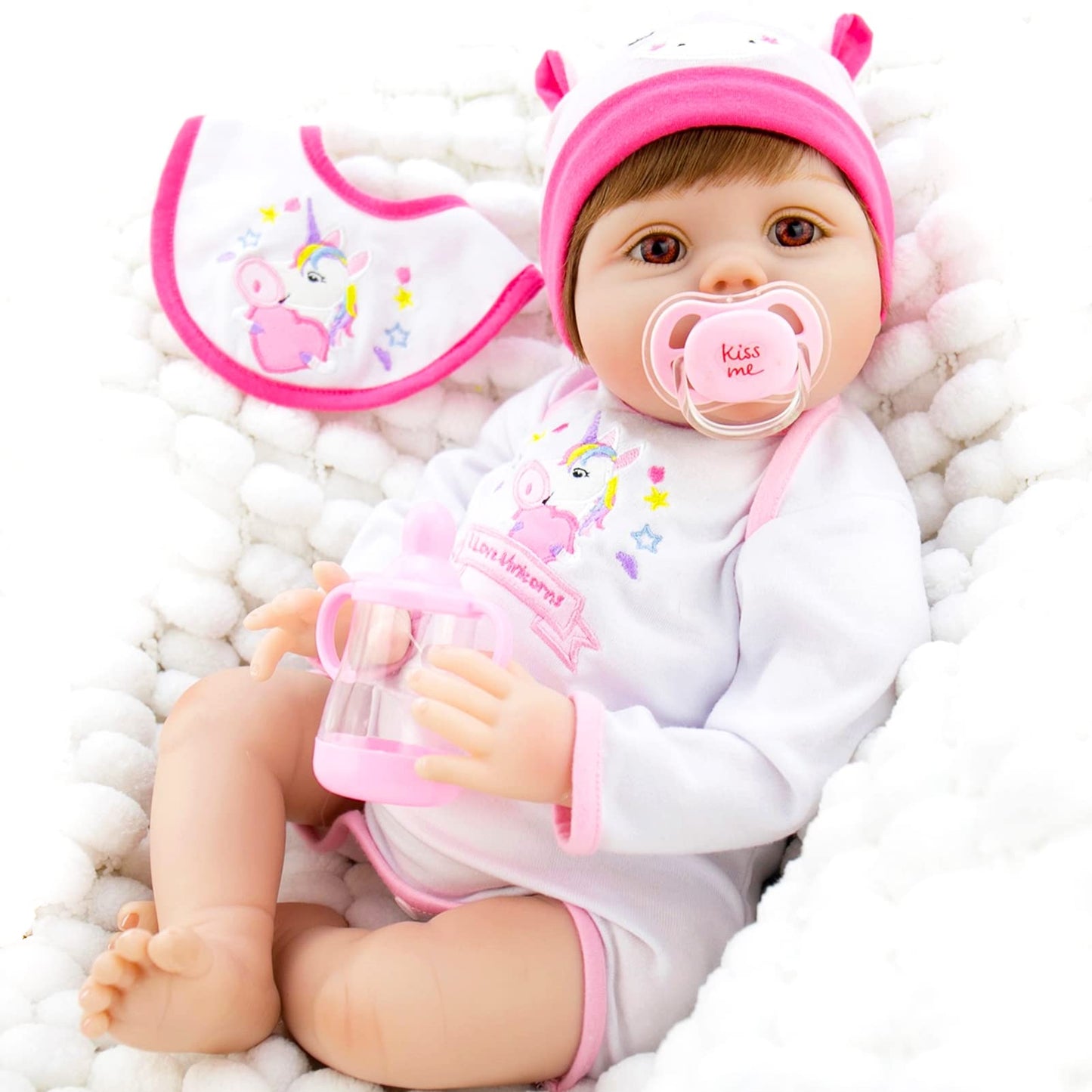 Milidool Reborn Baby Dolls Lifelike Girl Doll 18 Inch Realistic Newborn Baby Doll Real Looking Silicone Baby Dolls Girl With Fee