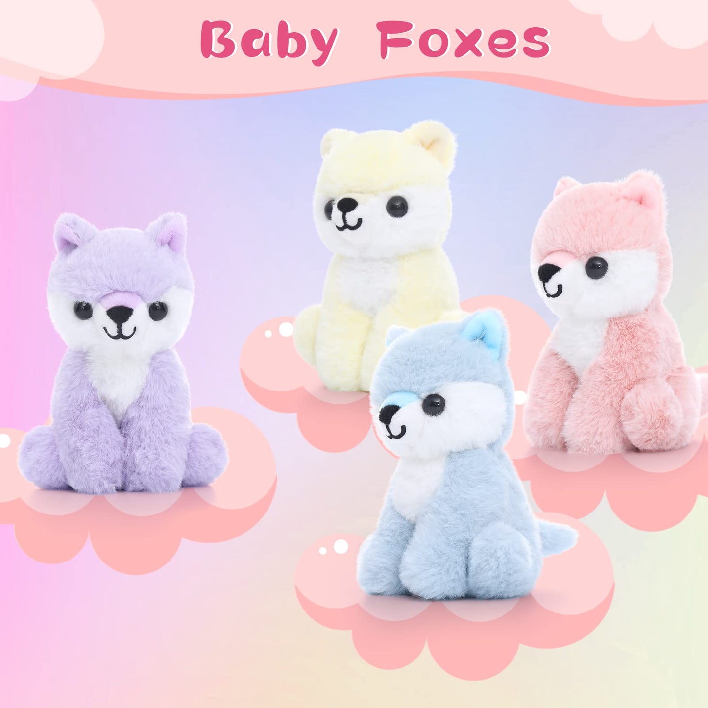 Muiteiur 5 Piece Fox Stuffed Animal Set, Soft Mommy Fox Plush Toy With 4 Cute Babies, Stuffed Animal For Girls And Boys, Gift For Kids, Pink 20Inch