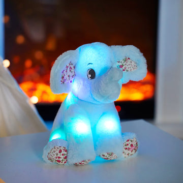 Bstaofy Light Up Elephant Soft Plush Toy Cozy Floppy Led Stuffed Animals Lullabies Nightlight Bedtime For Kids Birthday Valentin