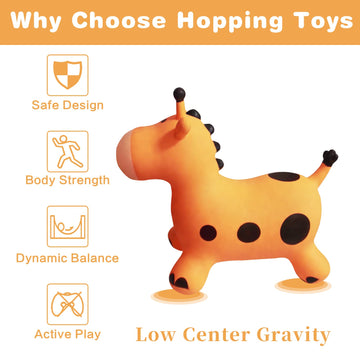 HotMax Inflatable Bouncy Horse Giraffe, Rubber Jumping Toy for Toddlers, Yellow, Model TTM021-01