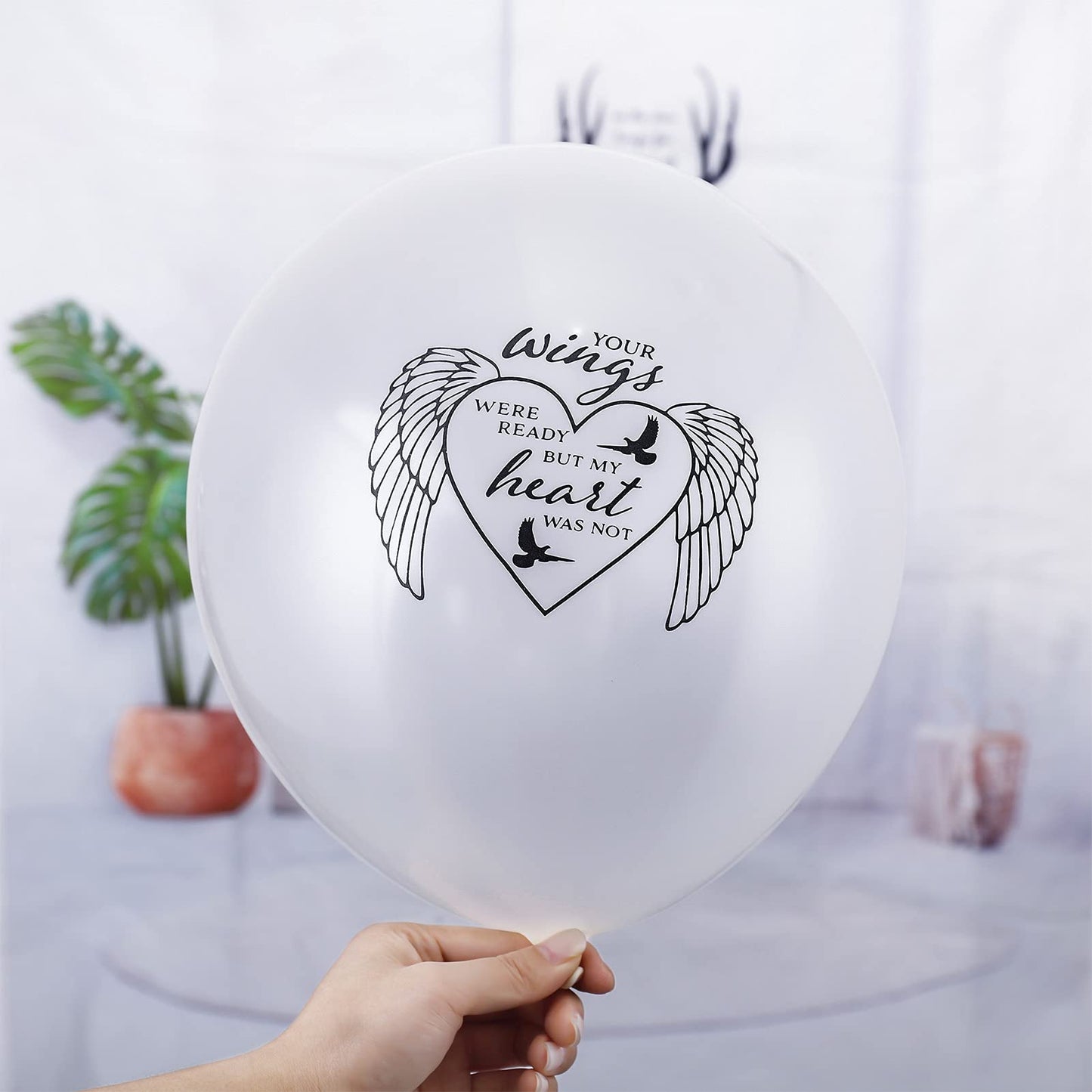 Chenkaiyang 60 Memorial Balloons - 12" White Latex Balloons with Ribbon for Funeral Decoration