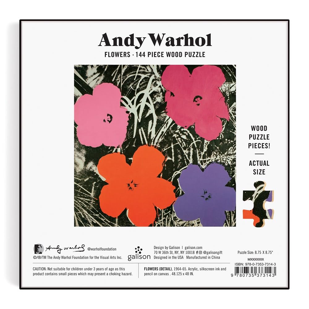 Galison Andy Warhol Flowers 144 Piece Wood Puzzle From Galison - Unique 144 Piece Wood Jigsaw Puzzle, Features The Iconic Floral