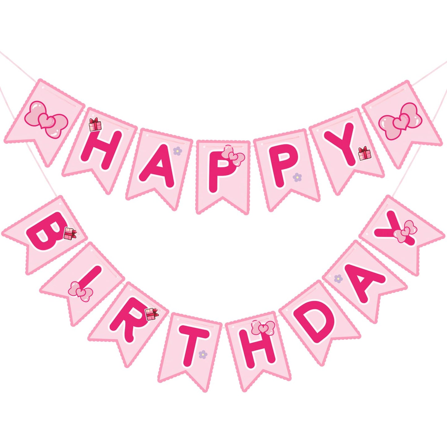TaoBary Pink Cute Kitty Happy Birthday Banner Pre-strung Hanging Sign Cartoon Cute Cat Party Decorations Cartoon Kitty Themed Pa