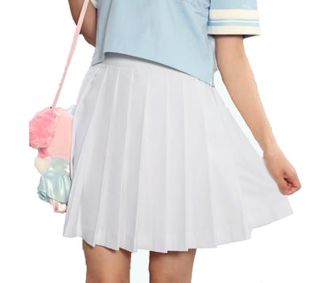 Beautifulfashionlife Womens High Waist Flat Pleated Band Show Perfermance Skirts (Xl,White)