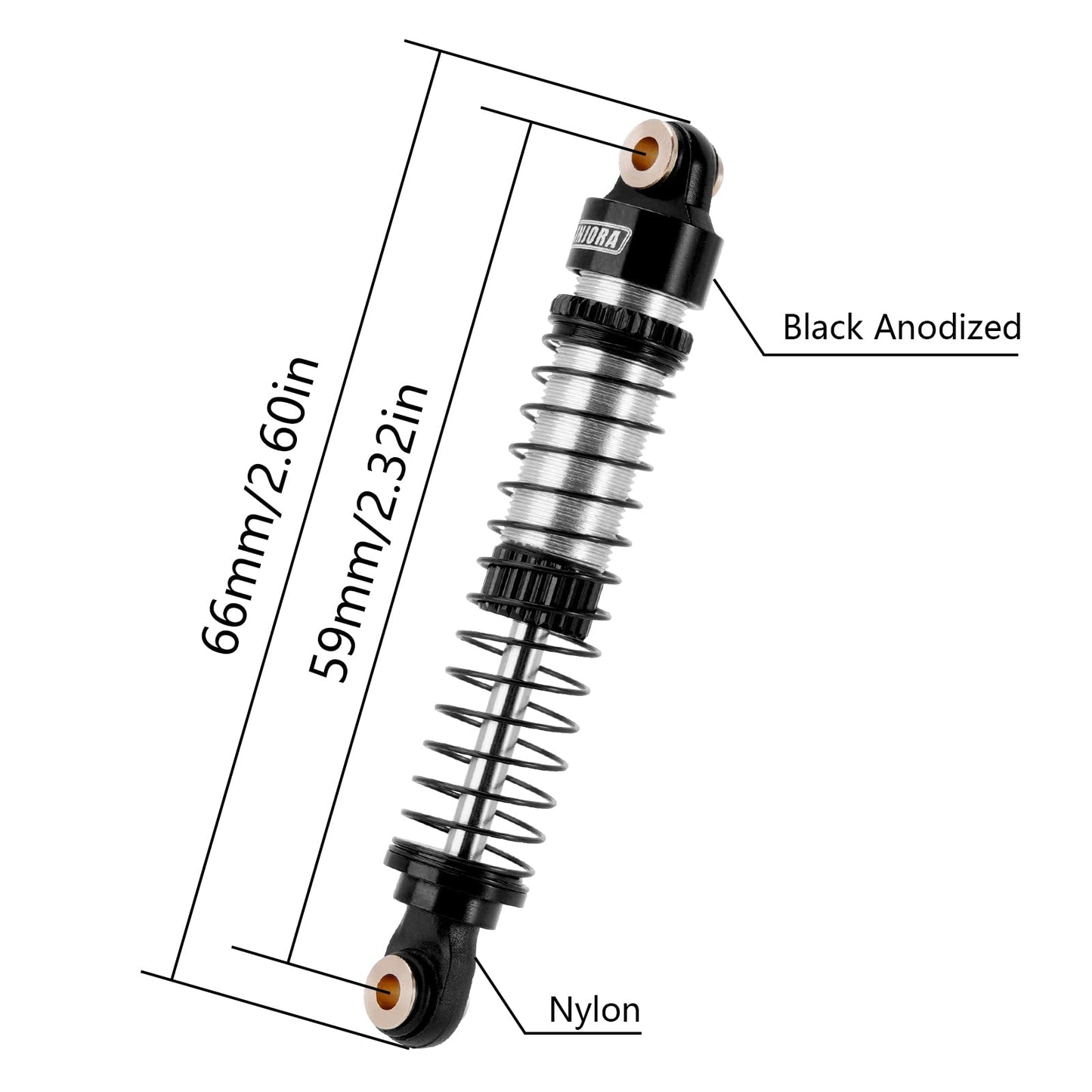 INJORA 59MM Threaded Shock Absorber Oil Damper for 1/18 RC Crawler Redcat Ascent18 Upgrade(Black Silver)