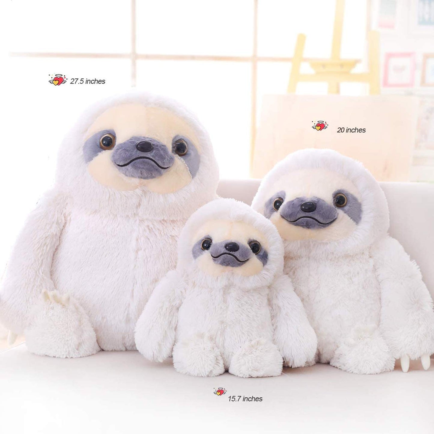 Winsterch Plush Sloth Stuffed Animal Toy, Ivory, 15.7 Inches, Cotton, Perfect Gift for Kids