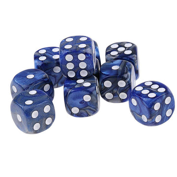 Yiotfandoll 10PCS Polyhedral Dice D6 Dice 16mm Acrylic Dice Game Dice for RPG MTG DND Dice Table Games (Blue Silver)