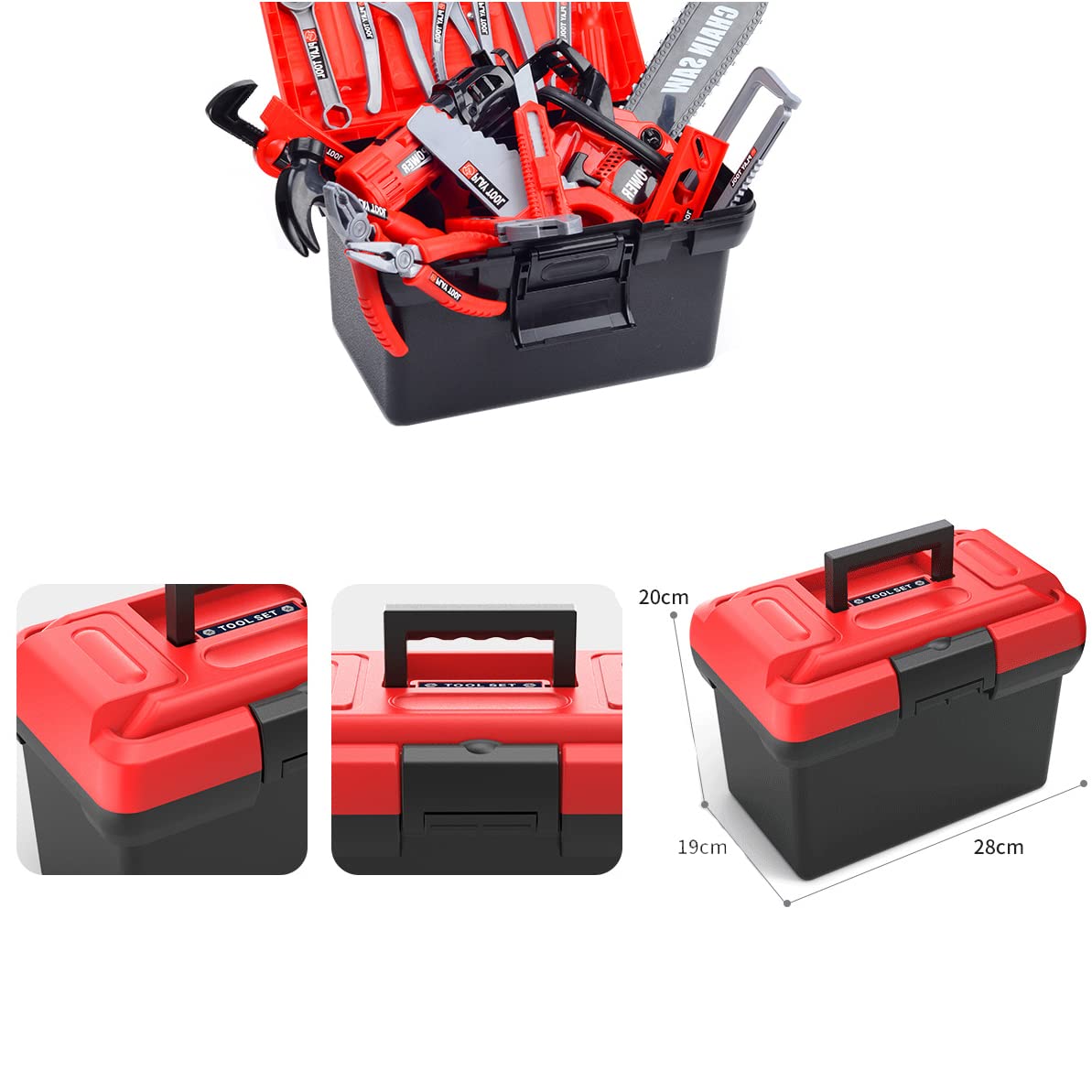 Kids Tool Set, 55 Pcs Kids Tool Set Pretend Play Kids Toys with Tool Box and Electronic Toy Drill, Toy Tools for Toddler Boys Gi
