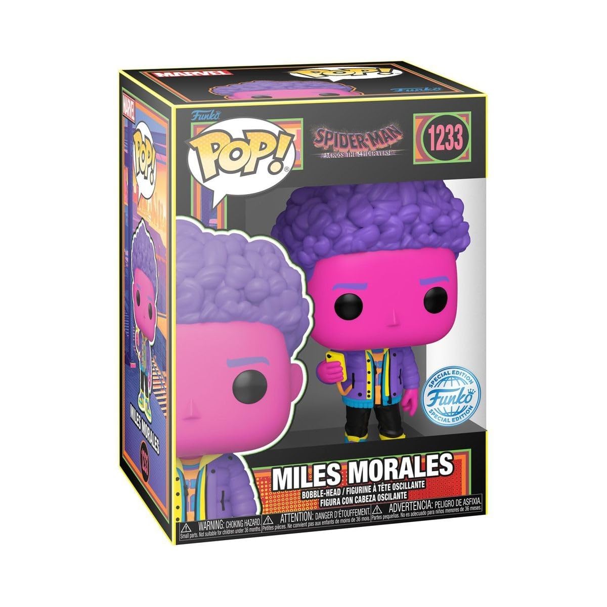 Funko POP! Marvel Miles Morales Blacklight Vinyl Figure #1233 - Exclusive Spider-Man Collectible
