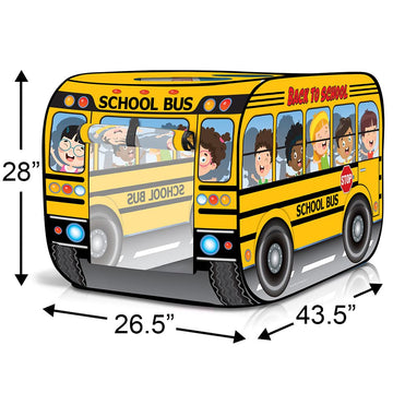 Artcreativity Yellow Pop Up School Bus Tent With Carry Bag - Indoor Playhouse With 2 Openings, Pop Up Bus Toy Play Tent - Compact Storage - 43.5 X 28 X 26.5 Inches