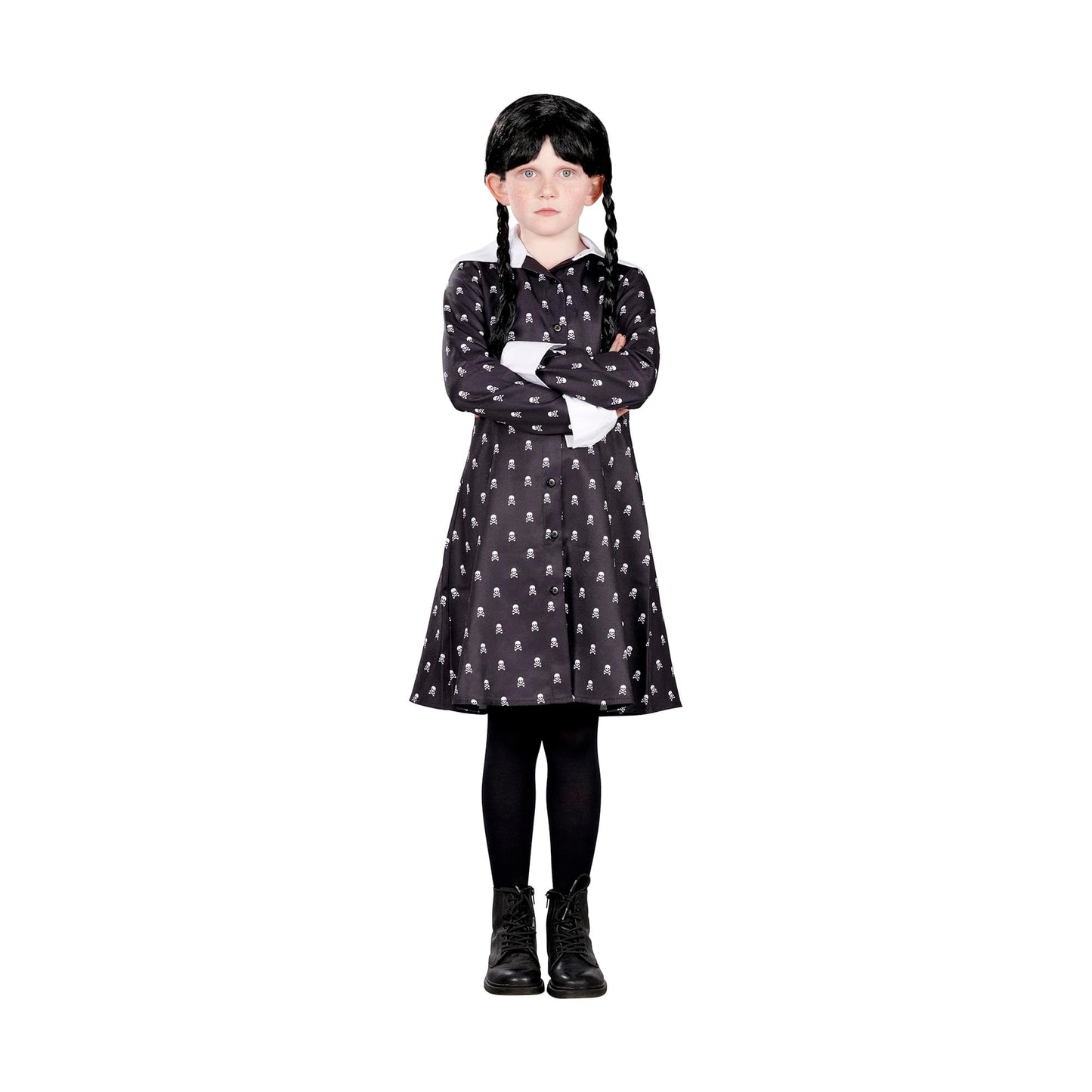 Toynk Wednesday Inspired Gothic Girl Skull Dress Child Costume | Small