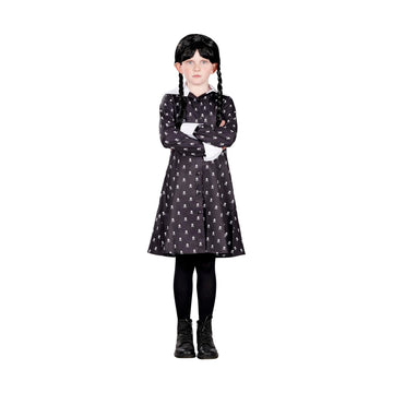 Toynk Wednesday Inspired Gothic Girl Skull Dress Child Costume | Small