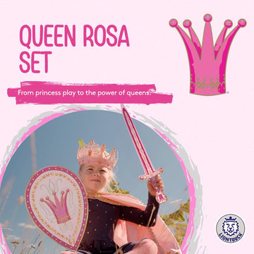 Liontouch - Queen Rosa Toy Set for Girls - 3-6 Years | Pink Foam decorative replica blade & Shield for Pretend Play for Toddlers in Glittering Medieval Style | Safe & Durable Accessories for Royal Dress Up & Costumes