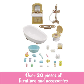 Calico Critters Country Bathroom Set - Toy Dollhouse Furniture And Accessories Set For Ages 3+