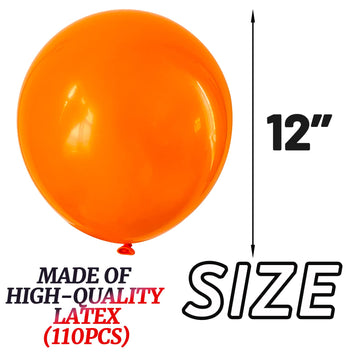 110Pcs Orange Balloon 12 Inch, Orange Latex Balloons For Birthday Party Baby Shower Wedding(With 2 Ribbons).