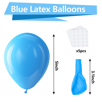 Bezente Blue Balloons Latex Party Balloons - 150 Pack 5 Inch Matte Small Light Blue Helium Balloons For Birthday Wedding Baby Sh