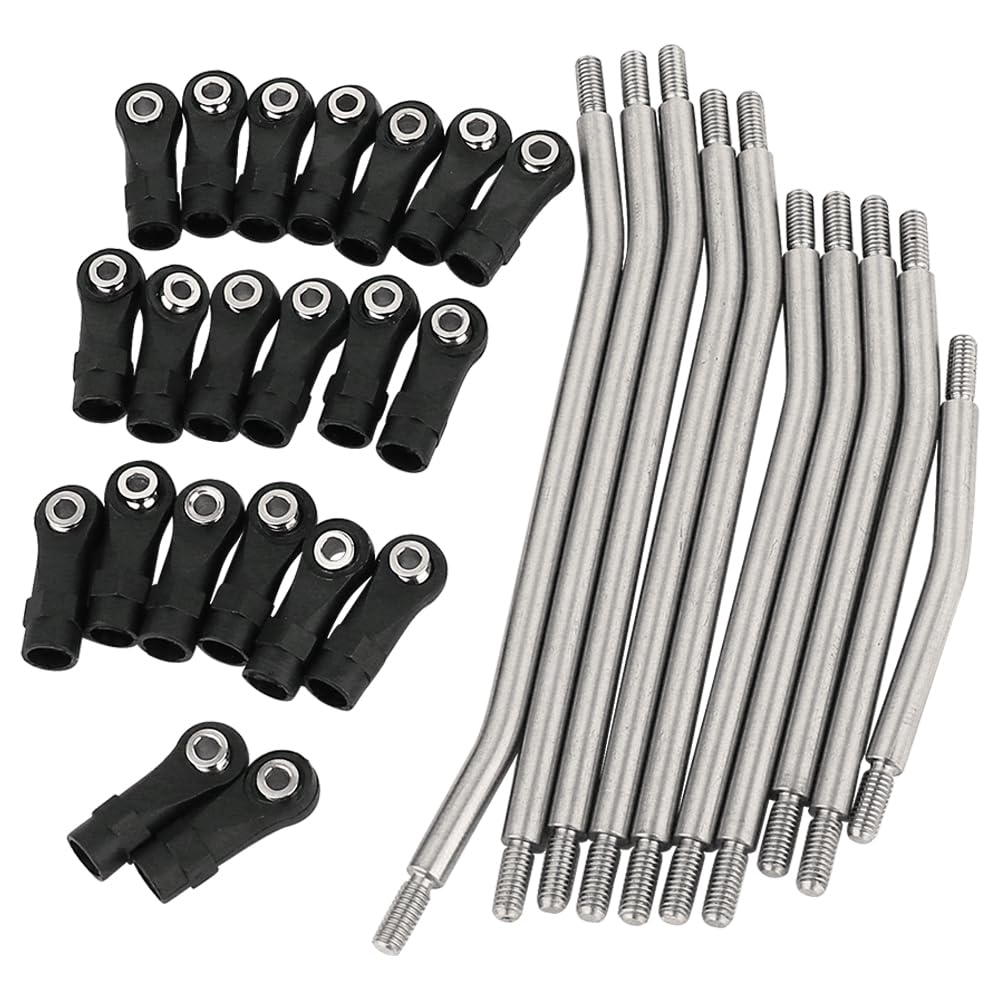 RZXYLRC 313mm Wheelbase 10Pcs Stainless Steel Link Rod Linkage for 1/10 RC Axial SCX10 II AX90046 AX90047 Rock Crawlers Metal Up