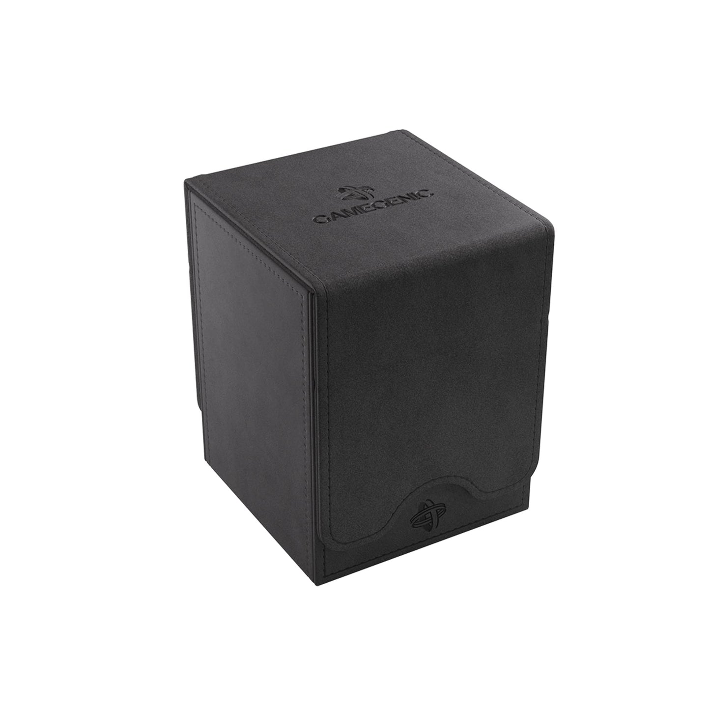 Squire 100+ Xl Convertible Deck Box | Card Storage Box With Removable Cover Clips | Holds 100 Double-Sleeved Cards In Extra Thick Inner Card Sleeves | Black Color | Made By Gamegenic