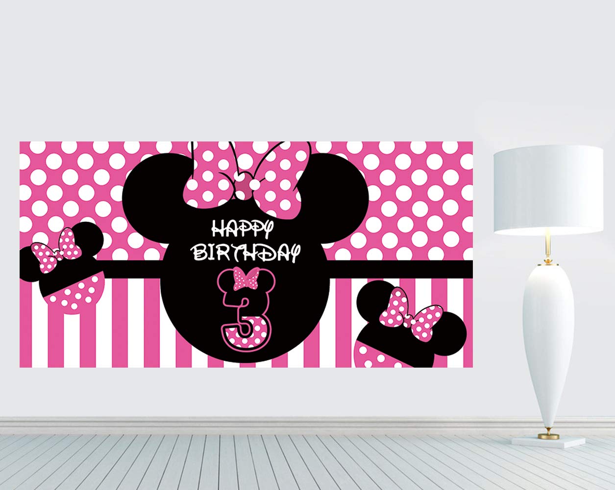 Minnie Mouse 3Rd Birthday Backdrop, Minnie Mouse 3Rd Birthday Banner Party Supplies, Minnie Mouse 3Rd Birthday Decorations, Thir