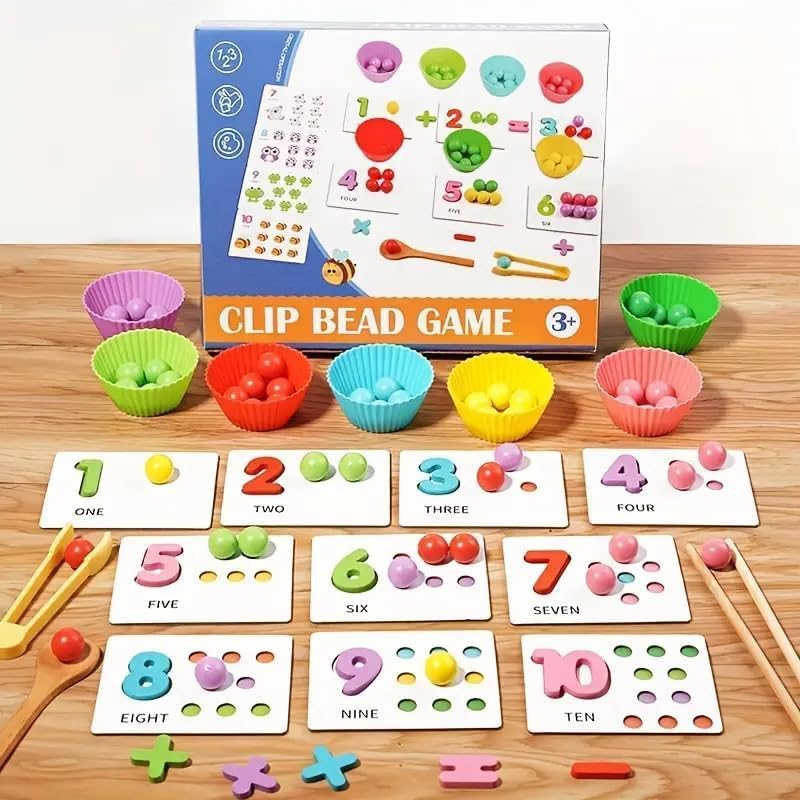 Funspark Rainbow Color Sorting Stacking Puzzle, Maths Counting Games, Matching Games, Educational Toys With Wooden Beads, Great