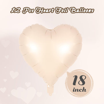 12 Pcs Heart Balloons,18 Inch Heart Shape Foil Balloons Love Balloons Valentine Balloons For Birthday Party Wedding Engagement P