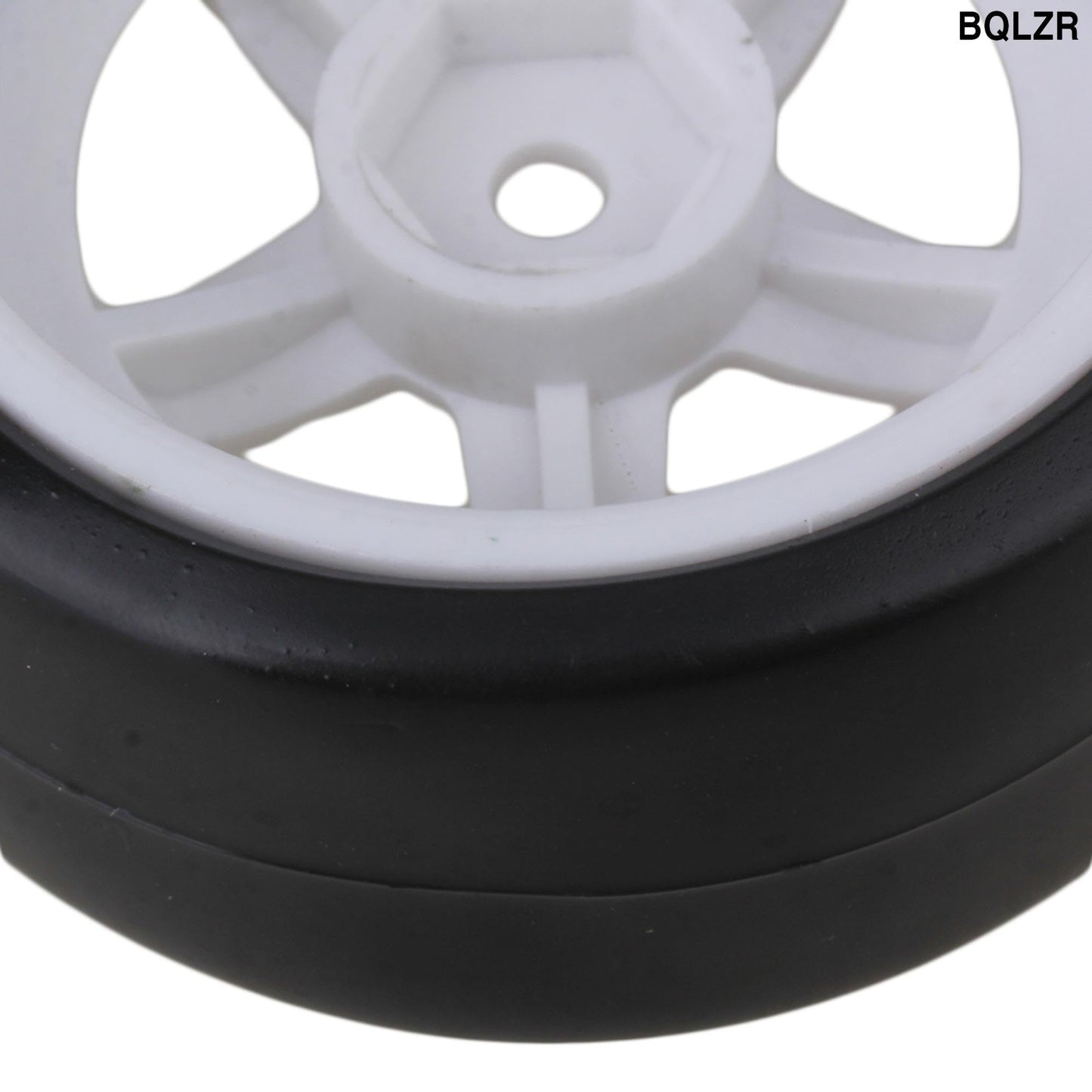 BQLZR 5 Spoke White Wheel Rim & Tyre Tires White+Black for RC 1:10 Drift Car & On Road Car Pack Of 4