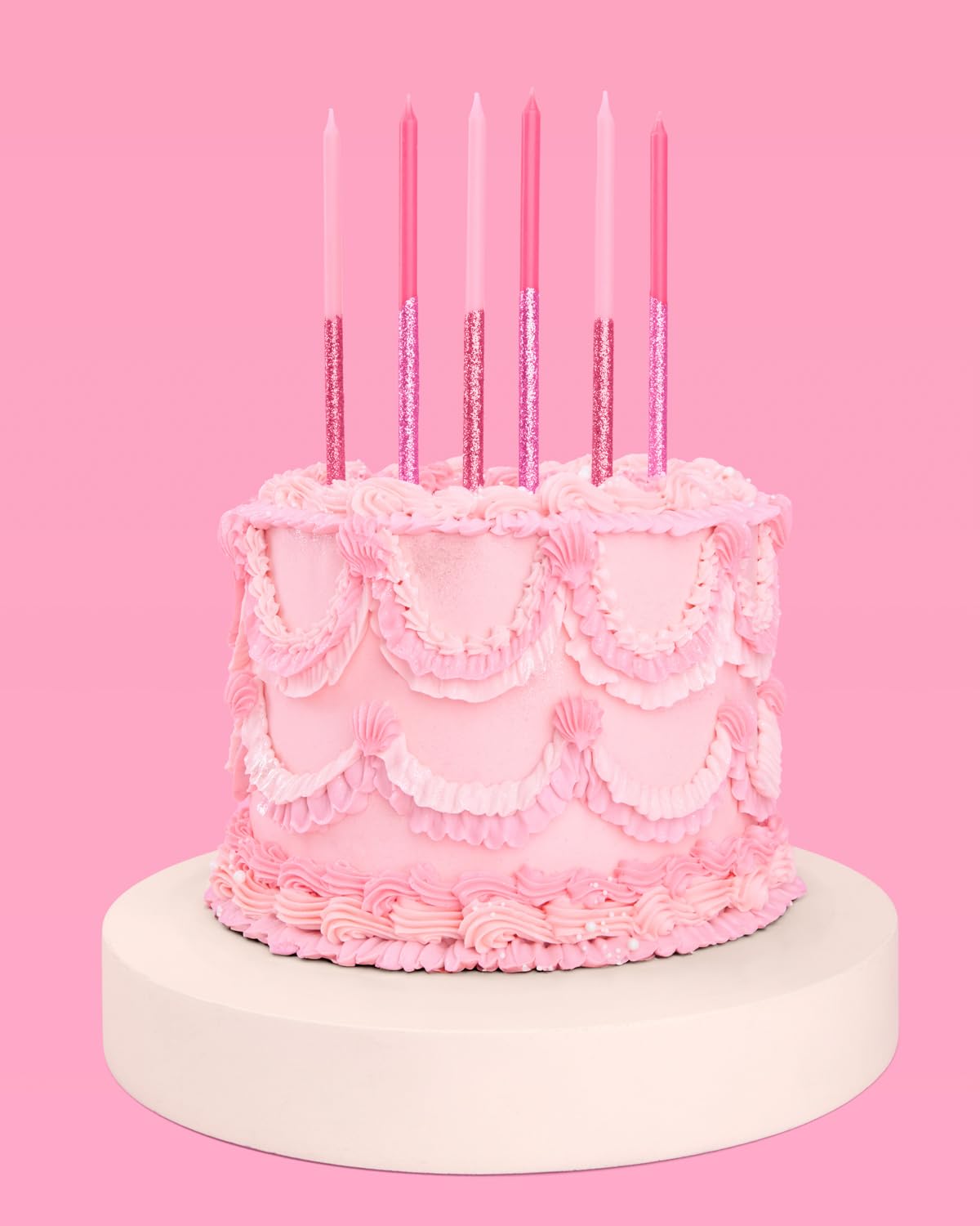 xo, Fetti 10 Pink Glitter Party Cake Candles Tall Thin - 10 Pcs | Bachelorette Party, Birthday Girl Gift, Fun Cake Decoration Su