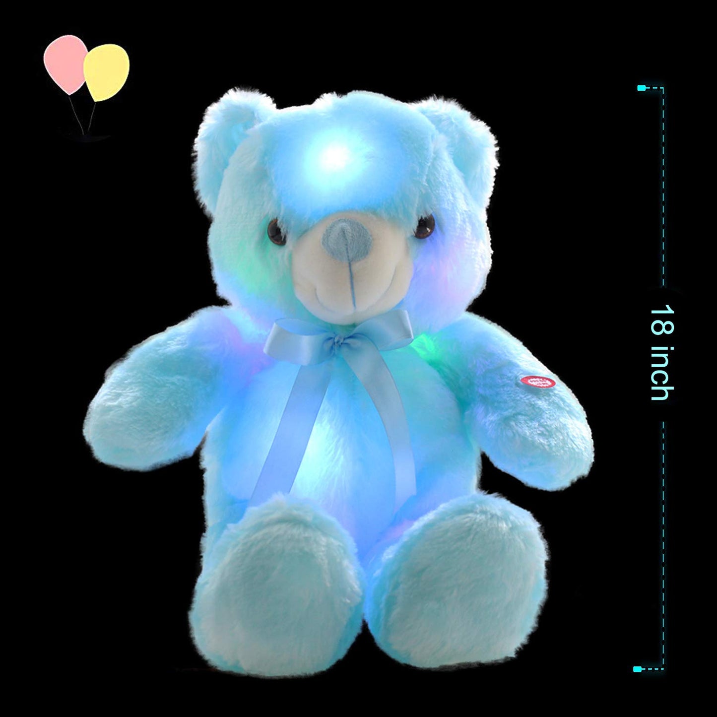 Sofipal Led Teddy Bears Stuffed Animals, Cute Glow Bear Plush Toys Creative Colorful Luminous Light Up Doll Gifts For Bedroom, Kids, Baby, Valentine,Blue,18 Inch