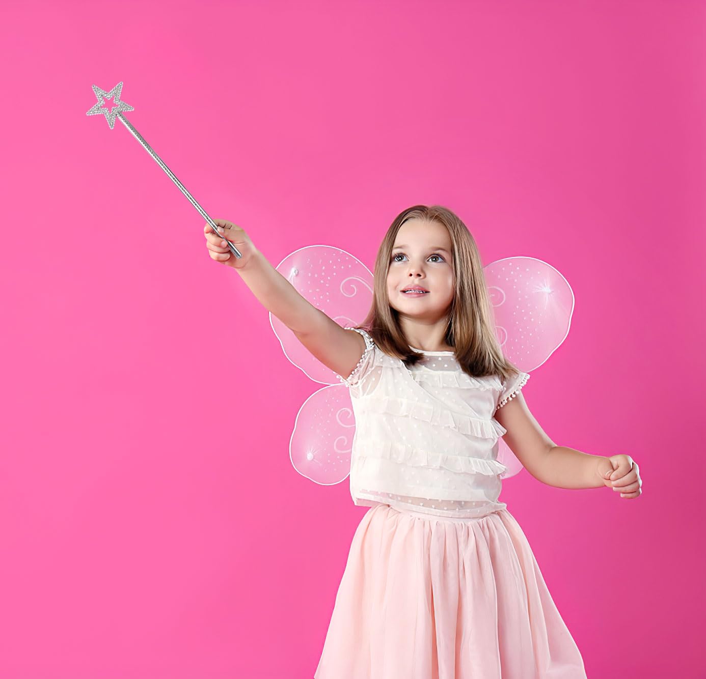 Liatunou 2 Pack Silver Star Wands, Crown Wands, Princess Fairy Wands,Magical Sticks For Girls Birthday, Party, Halloween