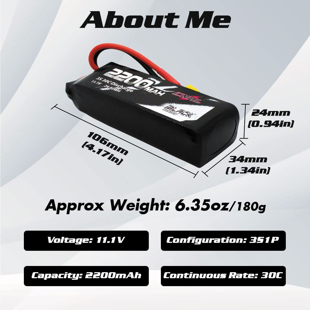 CNHL 2200mAh 3S Lipo Battery 30C 11.1V lipo Battery with XT60 for RC Airplane RC Quadcopter RC Evader BX Car RC Truggy RC Truck