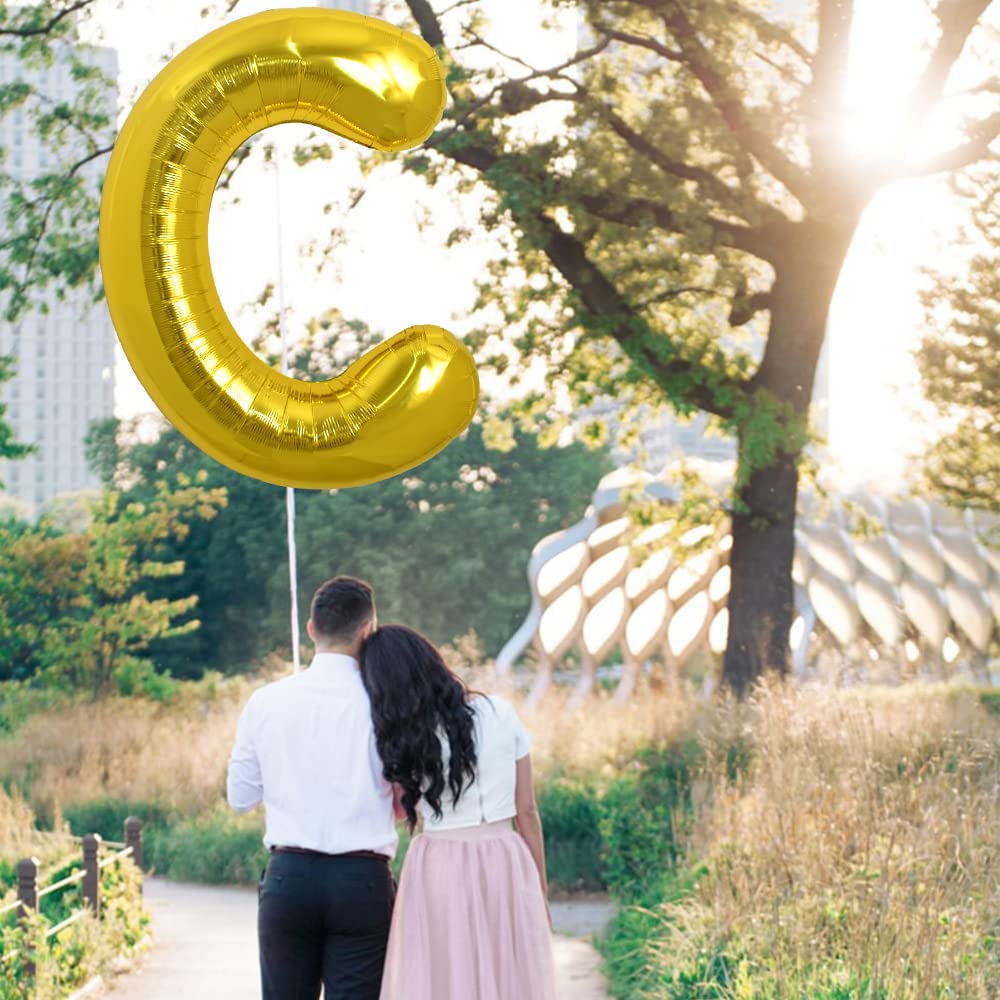 Toniful 40 Inch Large Gold Letter C Balloons Helium Balloons,Foil Mylar Big Balloons For Birthday Party Anniversary Supplies Dec