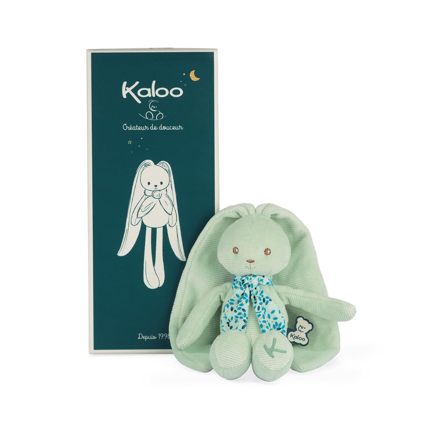 Kaloo Lapinoo My First Friend Corduroy Rabbit - Machine Washable - 10” Tall In Gift Box - Aqua Ages 0+ - K969938