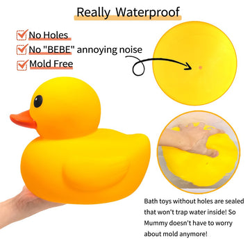 Kalafona 17.7 Giant Yellow Rubber Duck Bath Toy - Jumbo No Hole Waterproof for Baby Showers, Parties, Beach & Pool Fun