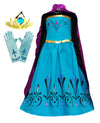 Cokos Box Girls Coronation Dress Costume Cape Gloves Tiara Crown Accessories Kids Set (Blue-Purple, 7 Years)