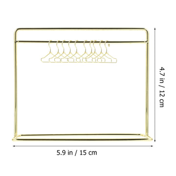 Toyandona Doll Garment Rack With Hangers Set Include Miniature Clothes Rack 10Pcs Mini Metal Doll Clothes Hangers For Dollhouse