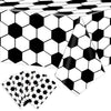Kesfey 5 Packs Soccer Party Tablecloths 54 X 108 Inches Soccer Themed Birthday Table Cloth Disposable Waterproof Plastic Soccer