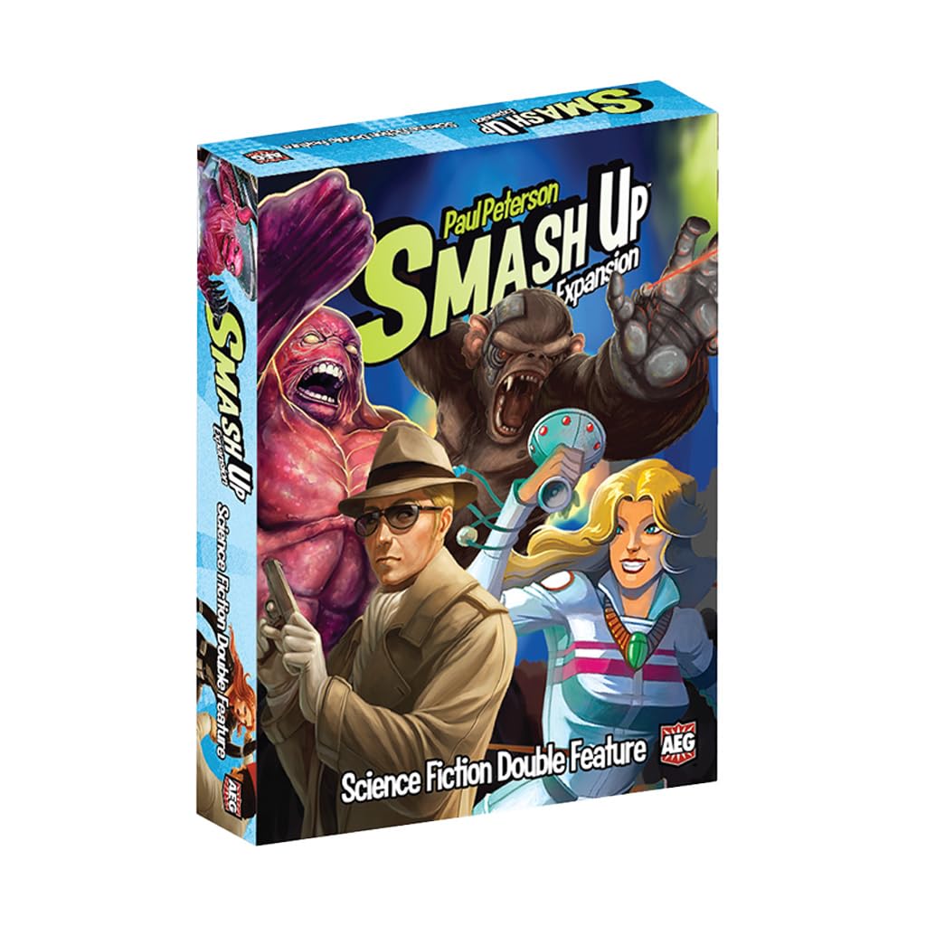 Aeg Smash Up: Science Fiction Double Feature Expansion, Board Game, Card Game, Time Travelers, Shapeshifters, Spies, Cyborg Apes, 2 To 4 Players, 30 To 45 Minute Play Time, For Ages 10 And Up
